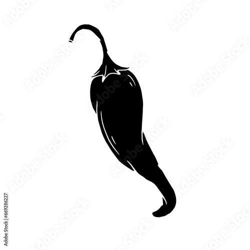 Silhouette of a hot chili pepper pod. Vector graphics.