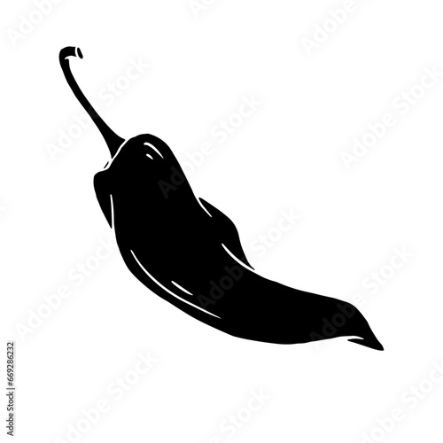 Silhouette of a hot chili pepper pod. Vector graphics.