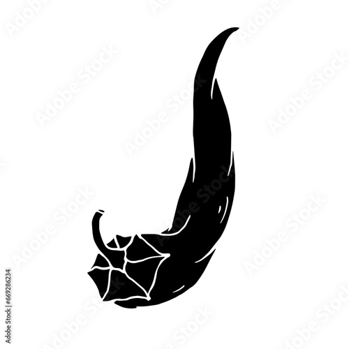 Silhouette of a hot chili pepper pod. Vector graphics.