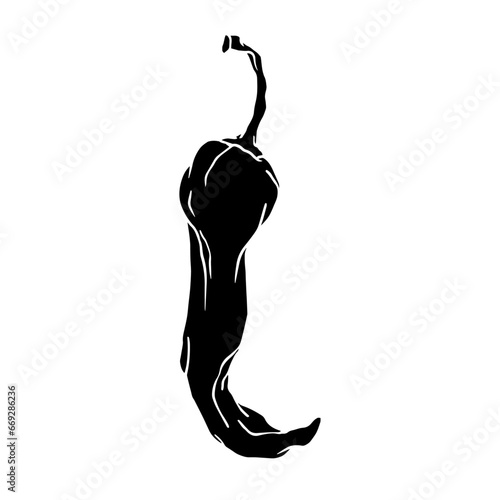 Silhouette of a hot chili pepper pod. Vector graphics.