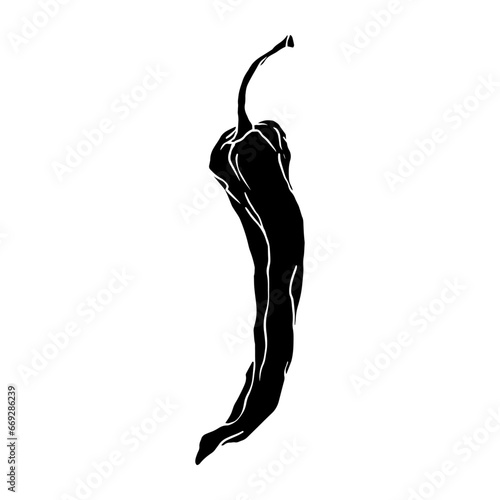 Silhouette of a hot chili pepper pod. Vector graphics.