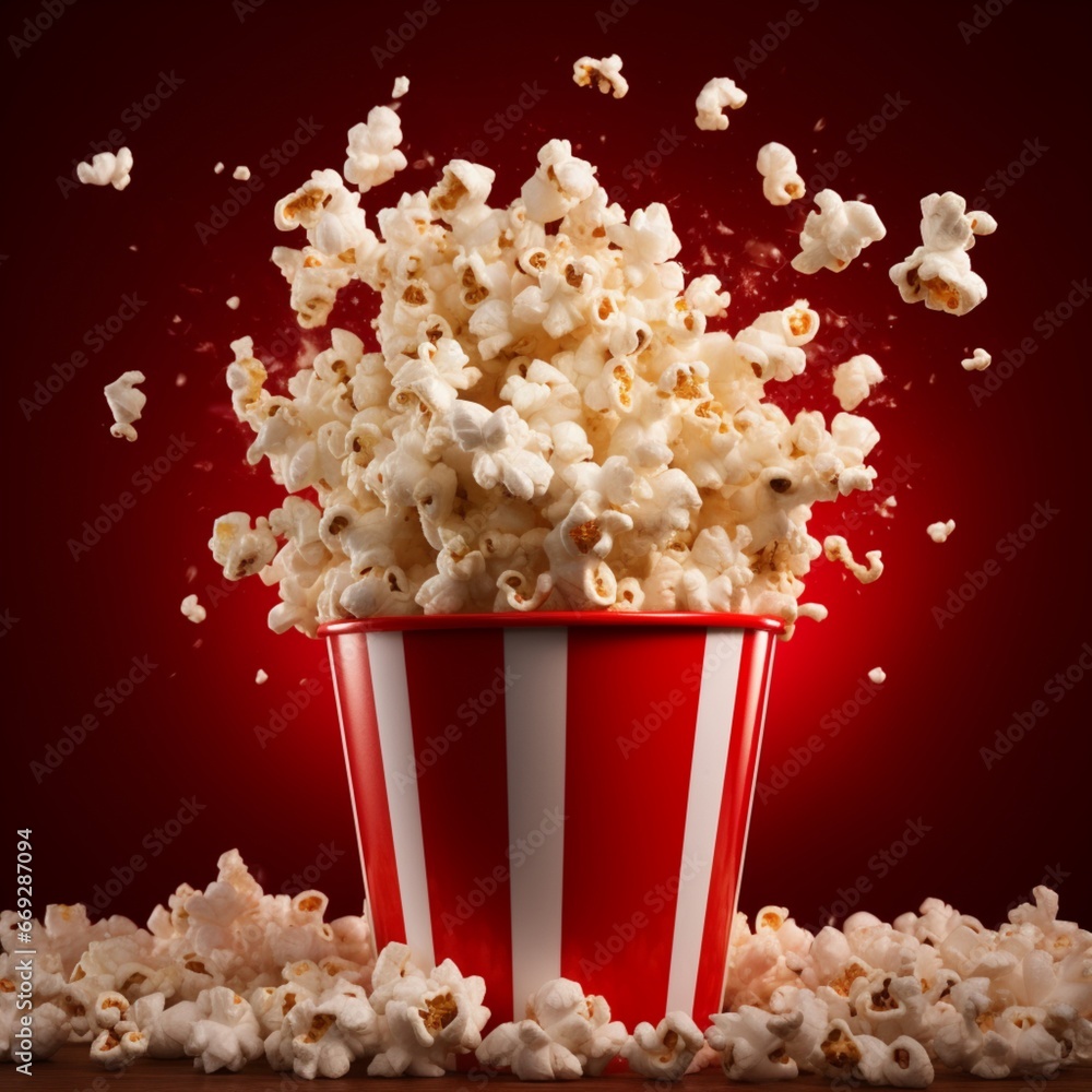 Cute popcorn cinema transparent corn delicious illustration image AI generated art