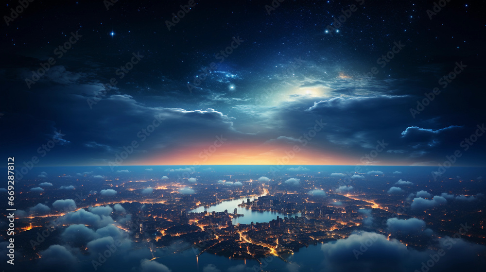 Fototapeta premium panoramic top view of an earth like planet