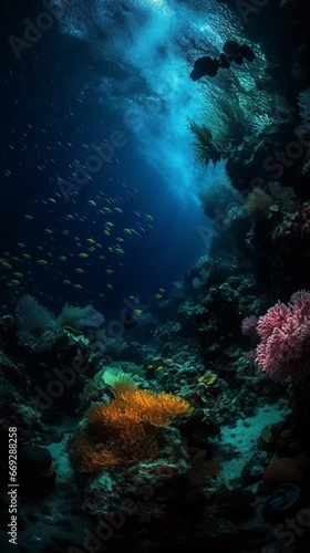 Deep sea mysterious dark bioluminescent creature photography image AI generated art