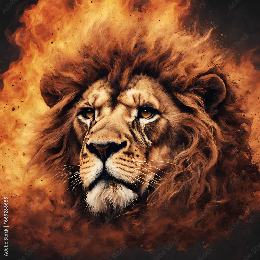 Lion Rising from Ashes