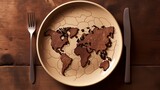plate with a world map