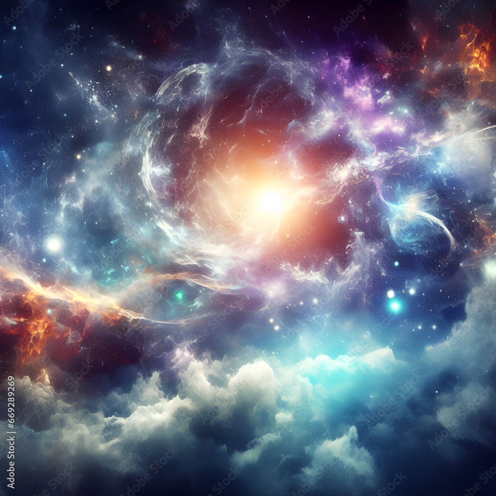 Fantasy Cosmic Multiverse Space Sky with Celestial Nebula Stars & Cross ...