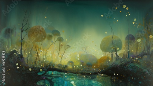 Ethereal journey through towering grass with lumin wallpaper image AI generated art