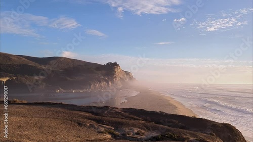 beautiful scenic California rugged coast landscape looking out over the cliffs and Pacific Ocean