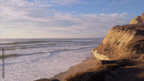 scenic Pomponio State Beach landscape over the cliffs and Pacific ocean 