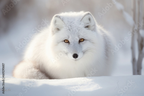 Arctic fox in the snow. Polar wildlife portrait  © CostantediHubble