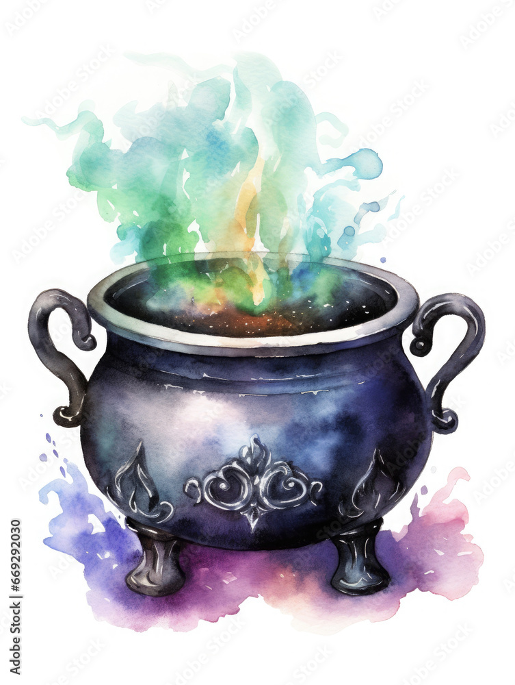 Magic cauldron boiling with a potion. Potion making clipart isolated on white. Magic cauldron boiling with a potion. Potion making clipart isolated on white.