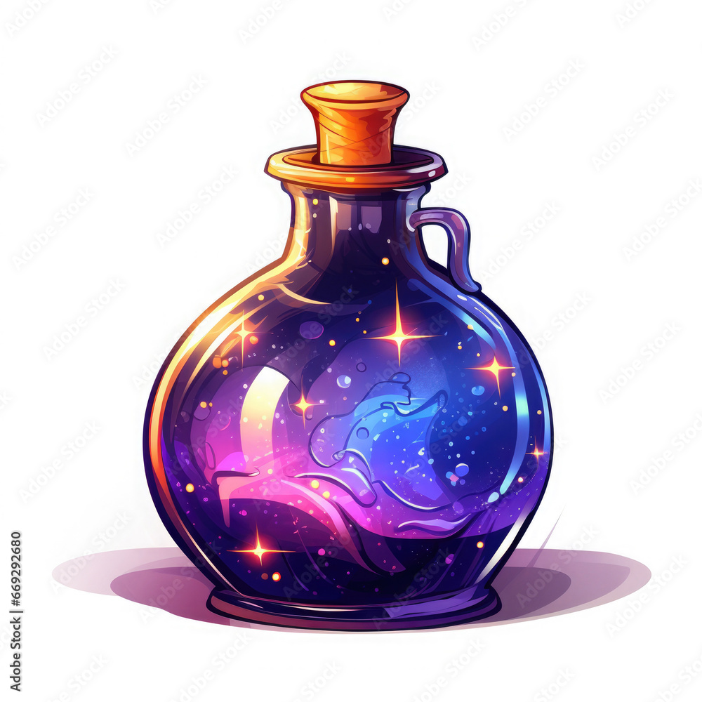 Magical potion bottle isolated on a white background. Mystical elixir and alchemy remedy clipart. Magical potion bottle isolated on a white background. Mystical elixir and alchemy remedy clipart.