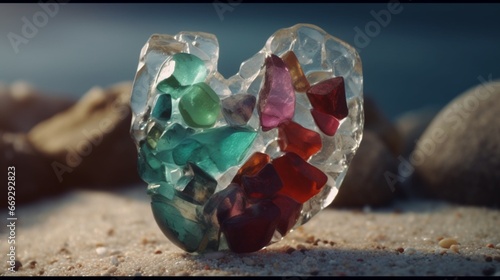 Human heart made seaglass donald verger photographs image AI generated art photo