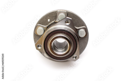 Car wheel hub on an isolated white background. New spare parts. 