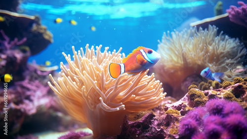 underwater picture of the coral reef with tropical fish, ocean picture, diving, protecting the nature, sea life, global warming, environment, ecology, protecting the sea, multicolored coral