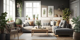Scandinavian living room interior design. Generative AI