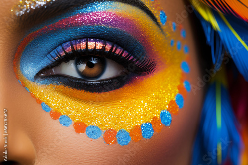 Colourful Party or festival Makeup: A Striking Close-Up, perfect makeup for a fun night out or special event or festival