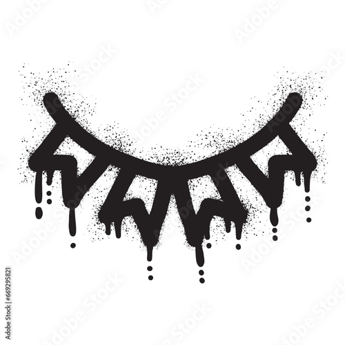 Bunting flag graffiti with black spray paint