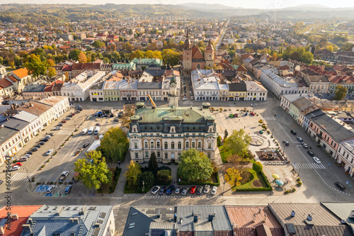 Obraz na płótnie Aerial view of the Nowy Sacz old town, Poland w salonie