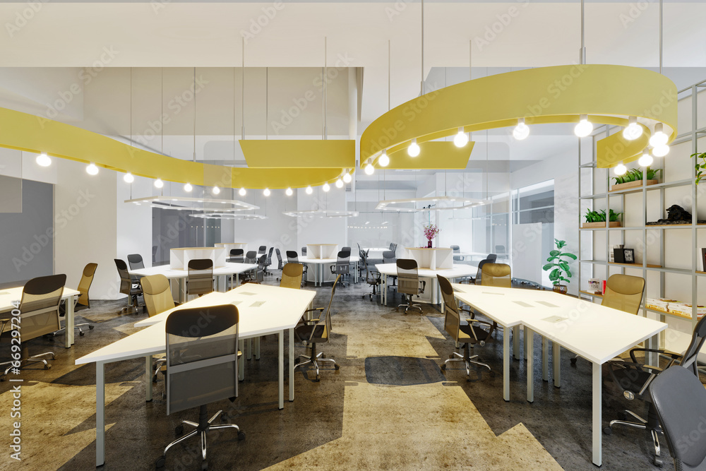 modern luxury working office 3d rendering
