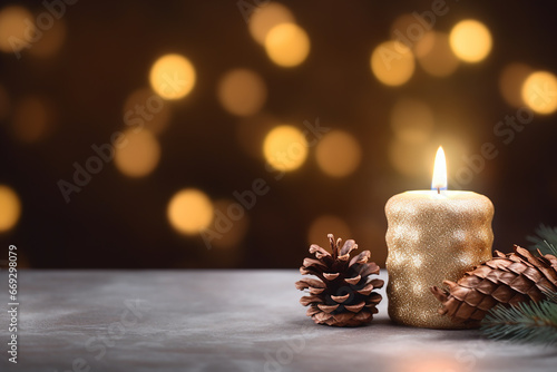 Christmas Background with Candles and Decorations - Created with Generative AI Tools © ThePixelCraft