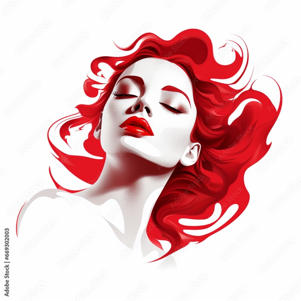 red contour face design clipart white illustration picture AI generated art red contour face design clipart white illustration picture AI generated art