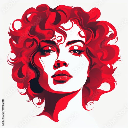 red contour face design clipart white illustration picture AI generated art