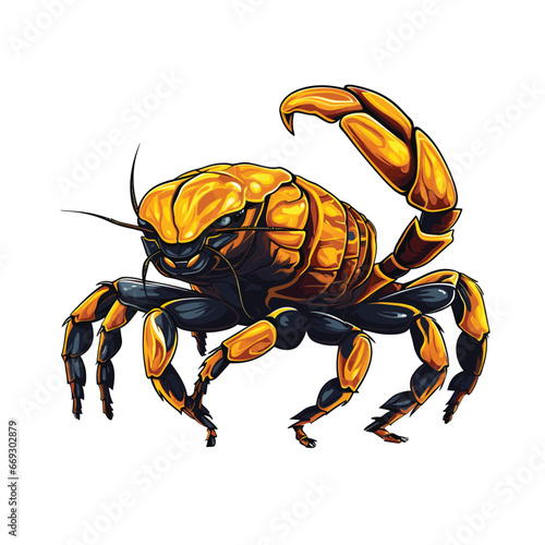 Hand Drawn Flat Color Scorpion Illustration photo