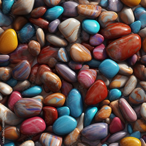 Seamless river colorful polished rocks illustration images AI generated art © Biplob