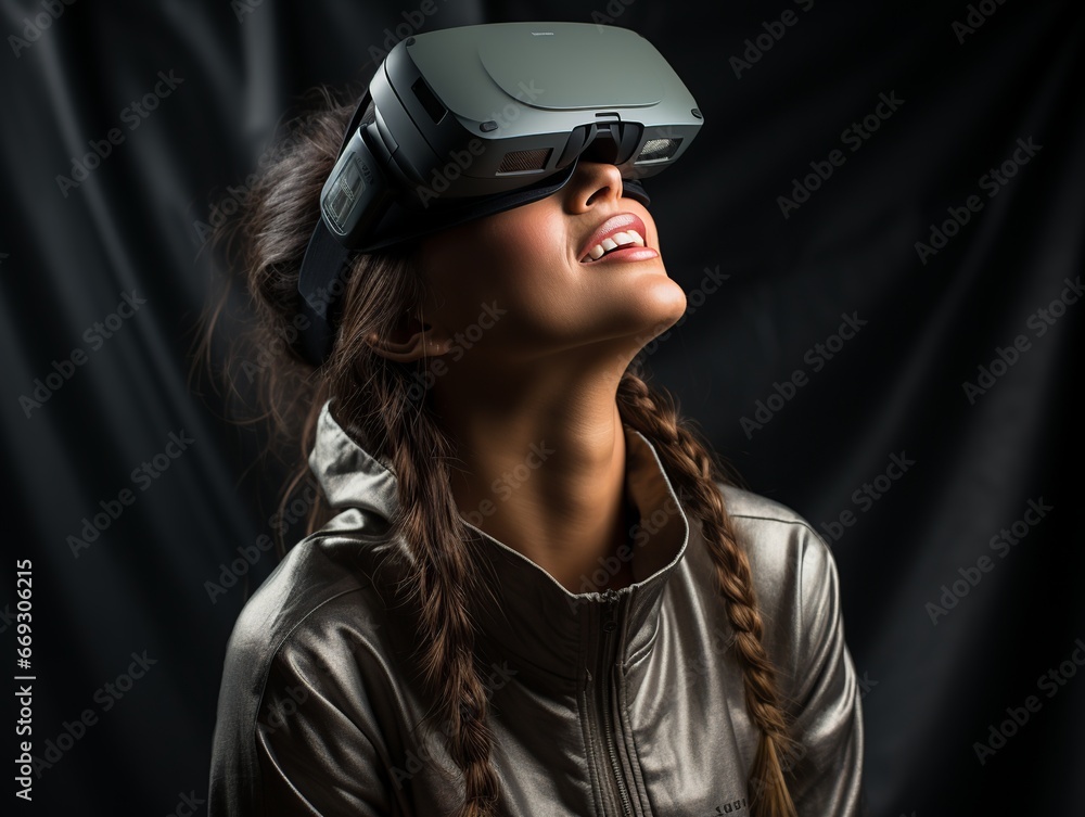 Woman with virtual reality glasses. Woman with virtual reality glasses.