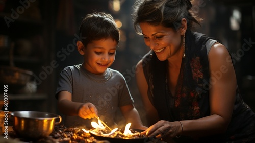 A young boy eager to learn family traditions
