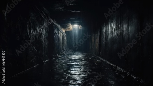 Dark tunnel with a glow on top