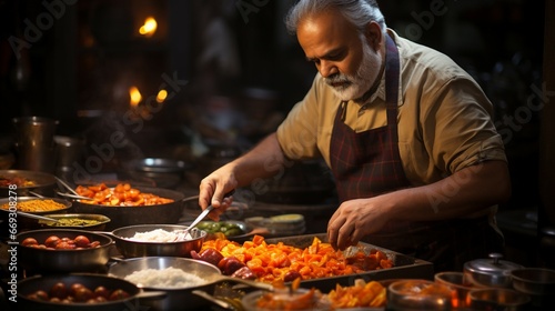 A skilled chef masterfully prepares a mouthwatering food