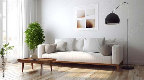 Comfortable and loveseat sofa interior design of modern living room