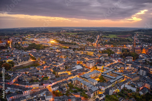 Aerial View of Arlon, Belgium which is the Capitol of the Province of Luxembourg