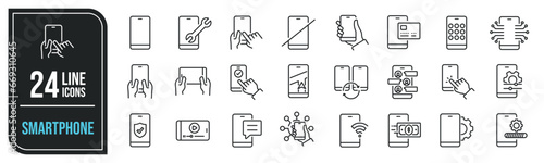 Smartphone thin line icons. Editable stroke. For website marketing design, logo, app, template, ui, etc. Vector illustration.