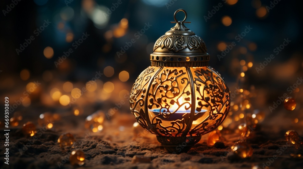 Ornate Diwali lamp with intricate brass work Ornate Diwali lamp with intricate brass work