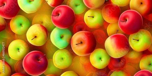 Abstract illustration of fresh  healthy organic apples. 