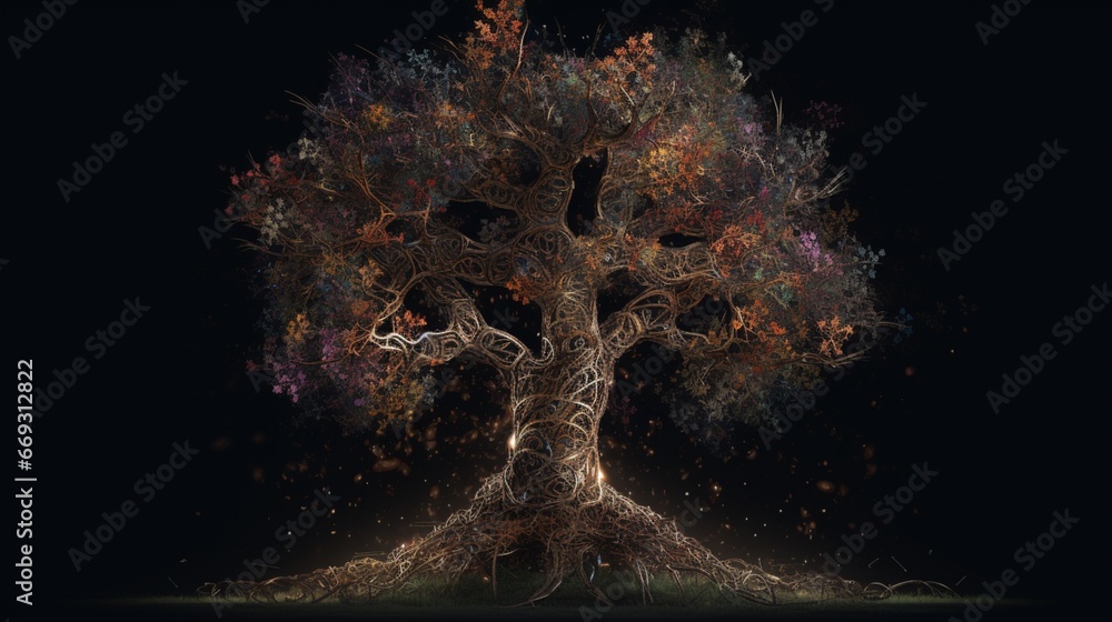 Tree whose structure is programming beautiful image Ai generated art - obrazy, fototapety, plakaty 