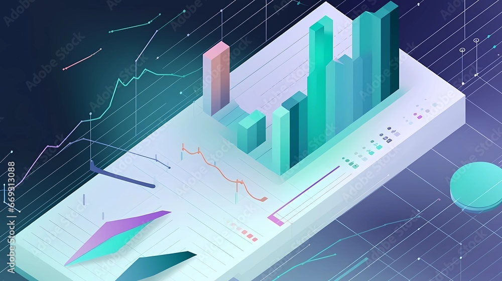 Fototapeta premium Financial Data Analytics: Graphs and Charts in Business Generative AI