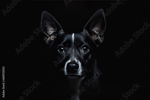 Dog close up portrait on dark wall © HalilKorkmazer