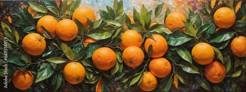 Orange fruit with green leaves