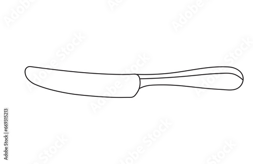 Hand drawn Kids drawing Cartoon Vector illustration bread butter knife Isolated in doodle style