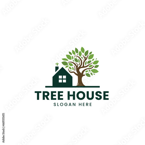 Vector home and tree nature logo template design vector creative symbol  icon template 