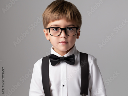 bambino elegante papillon camicia occhiali da vista
