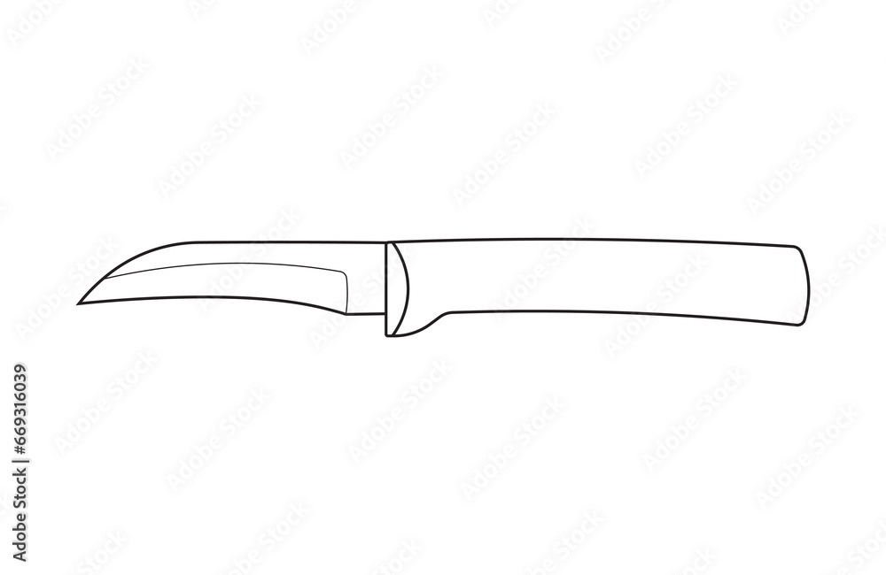 Obraz premium Hand drawn Kids drawing Cartoon Vector illustration paring knife Isolated in doodle style