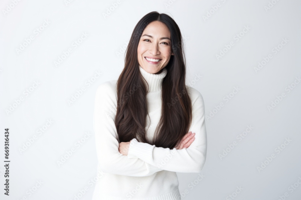 Asian woman smile happy face portrait white background