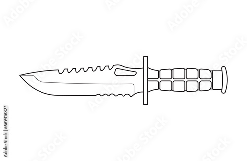 Hand drawn Kids drawing Cartoon Vector illustration tactical survival knife Isolated in doodle style
