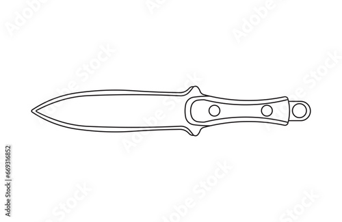 Hand drawn Kids drawing Cartoon Vector illustration throwing knife Isolated in doodle style